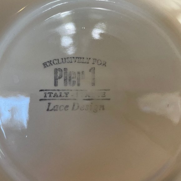 Pier 1 Bowls 11 Inches Lace Design Brown Cream - Picture 5 of 7